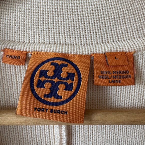 Tory Burch Merino Wool Cream Coat | Size Large - Picture 4 of 12